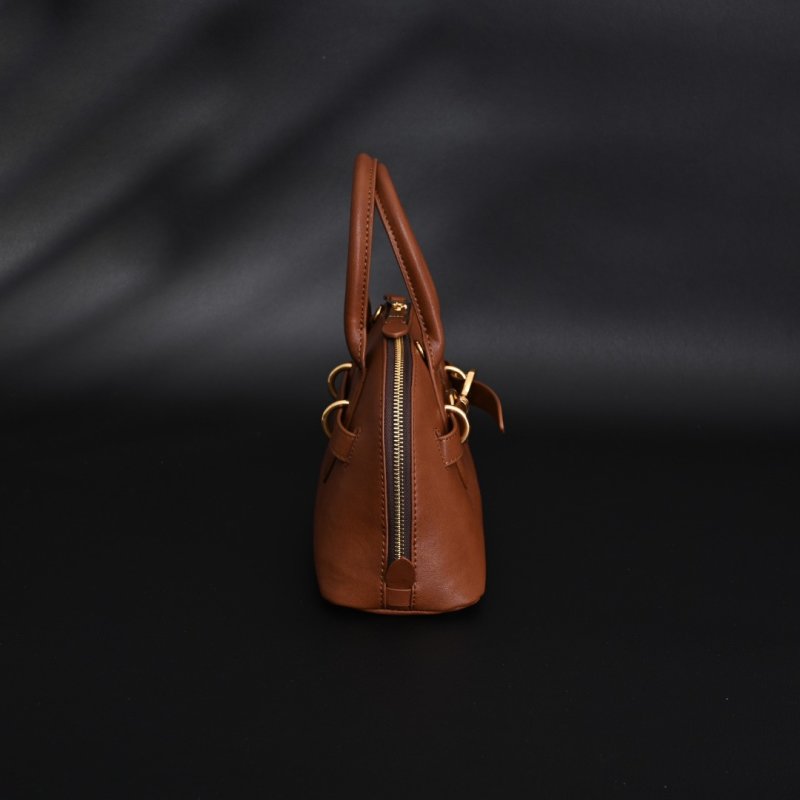 Miu Miu Shell Cognac Leather Top Handle Bag view
