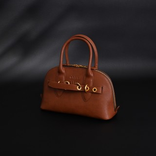 Miu Miu Shell Cognac Leather Top Handle Bag view 4