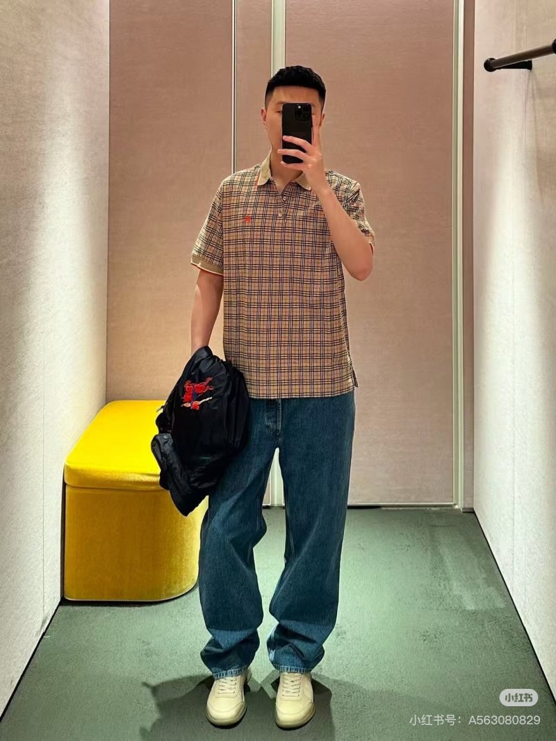 Beige Plaid Short Sleeve Shirt