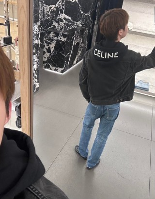 Celine Black Denim Jacket with Back Logo