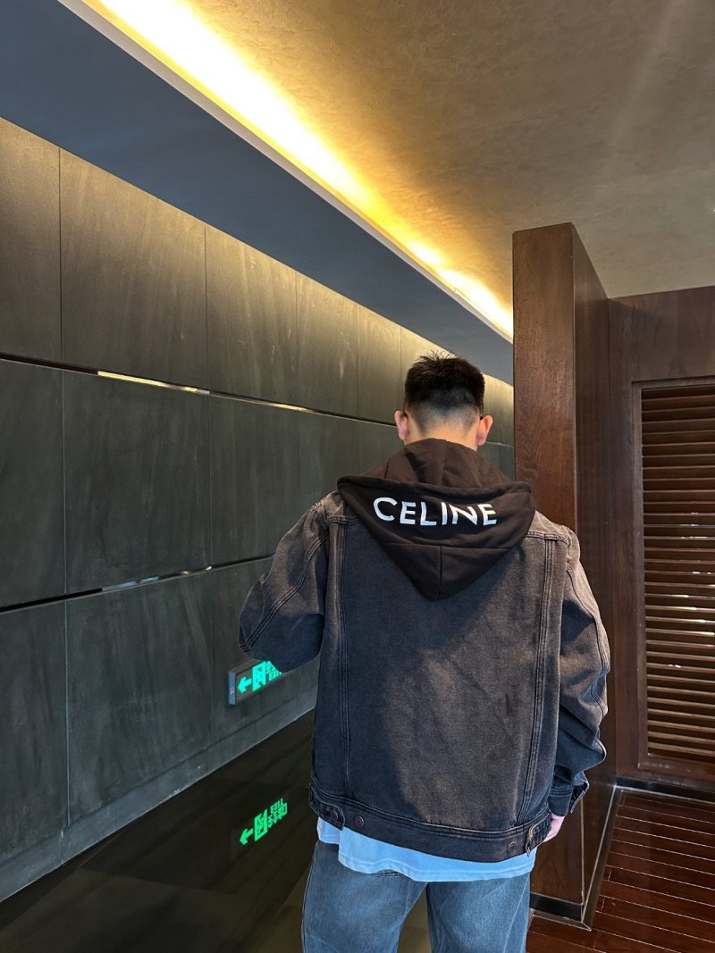 Celine Black Denim Jacket with Back Logo view