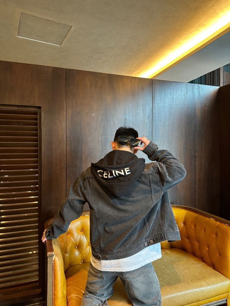 Celine Black Denim Jacket with Back Logo view