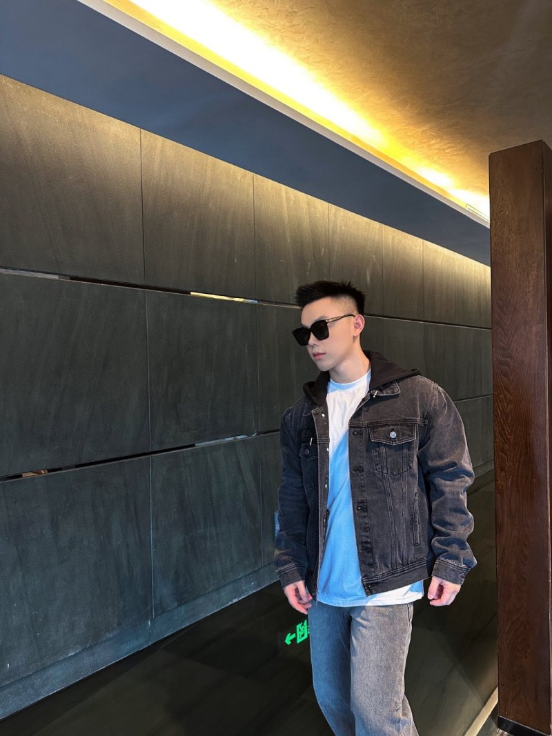 Celine Black Denim Jacket with Back Logo view