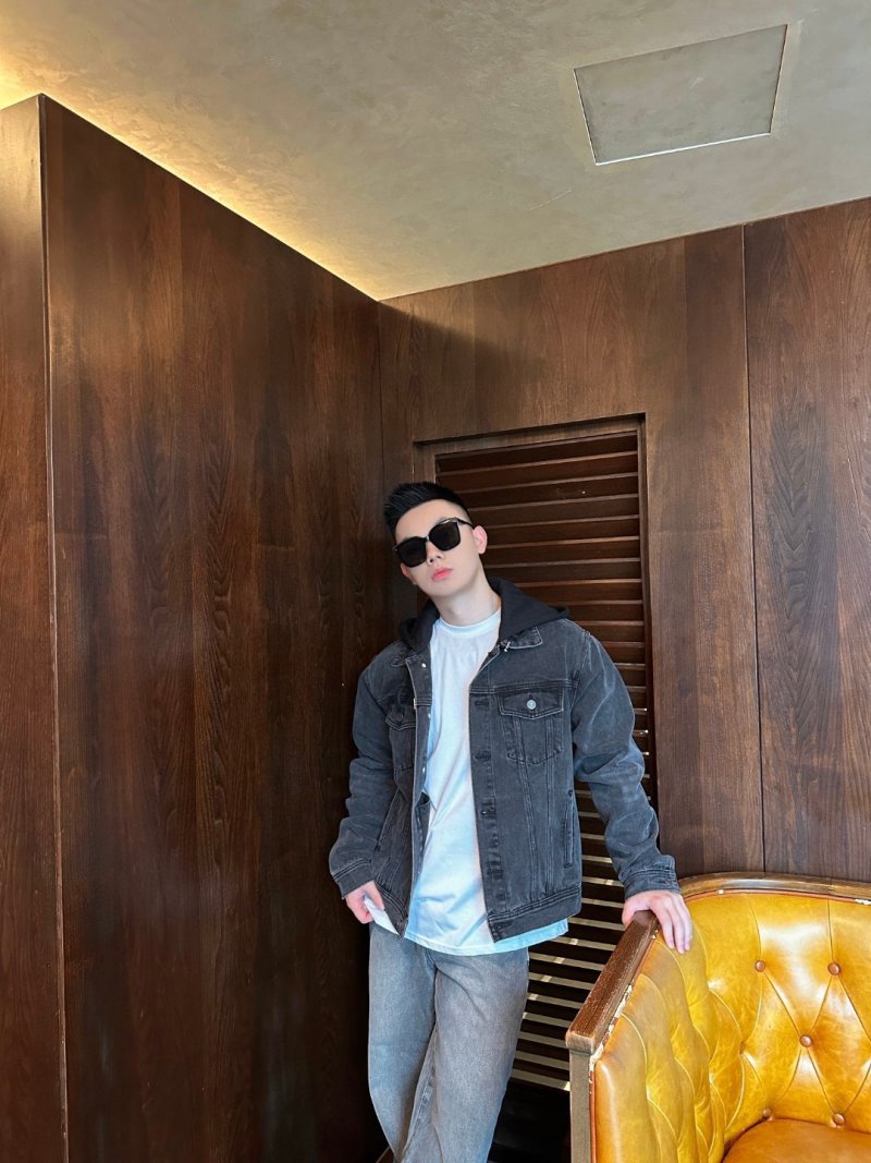 Celine Black Denim Jacket with Back Logo view