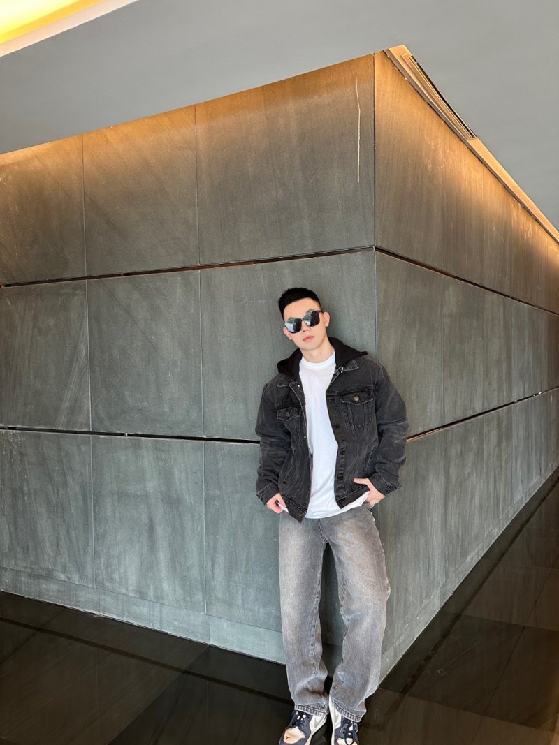 Celine Black Denim Jacket with Back Logo view
