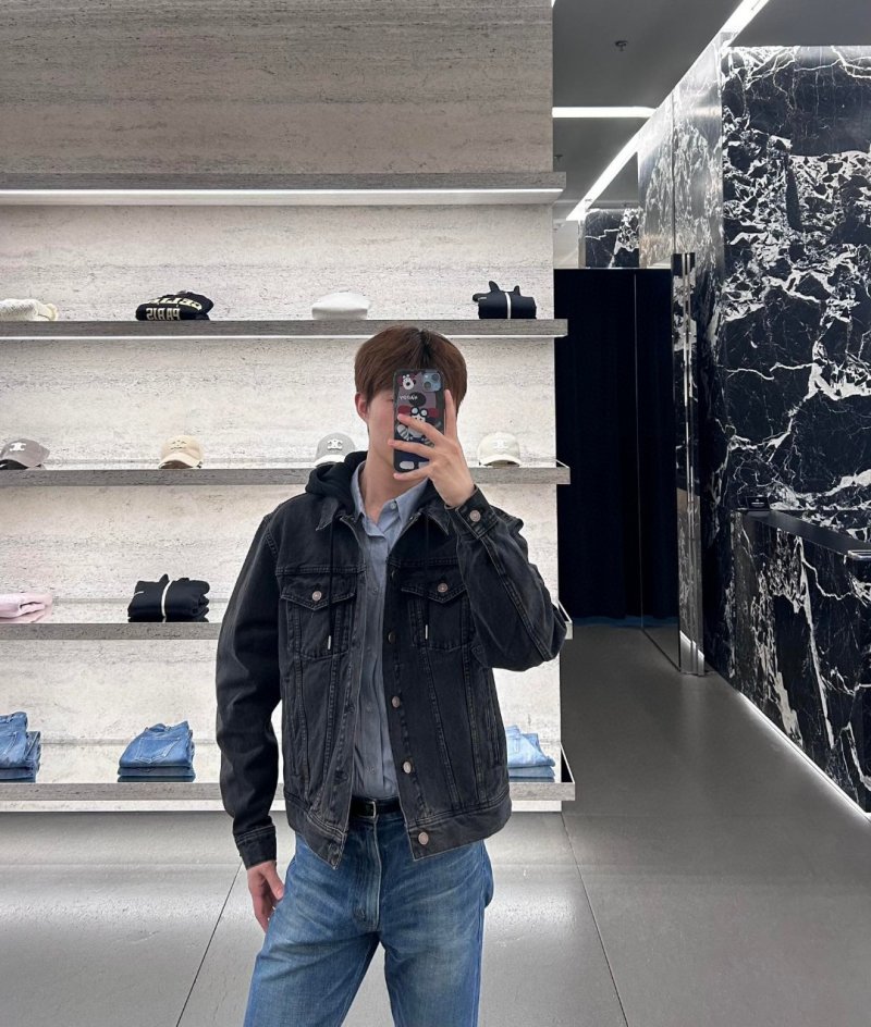 Celine Black Denim Jacket with Back Logo view