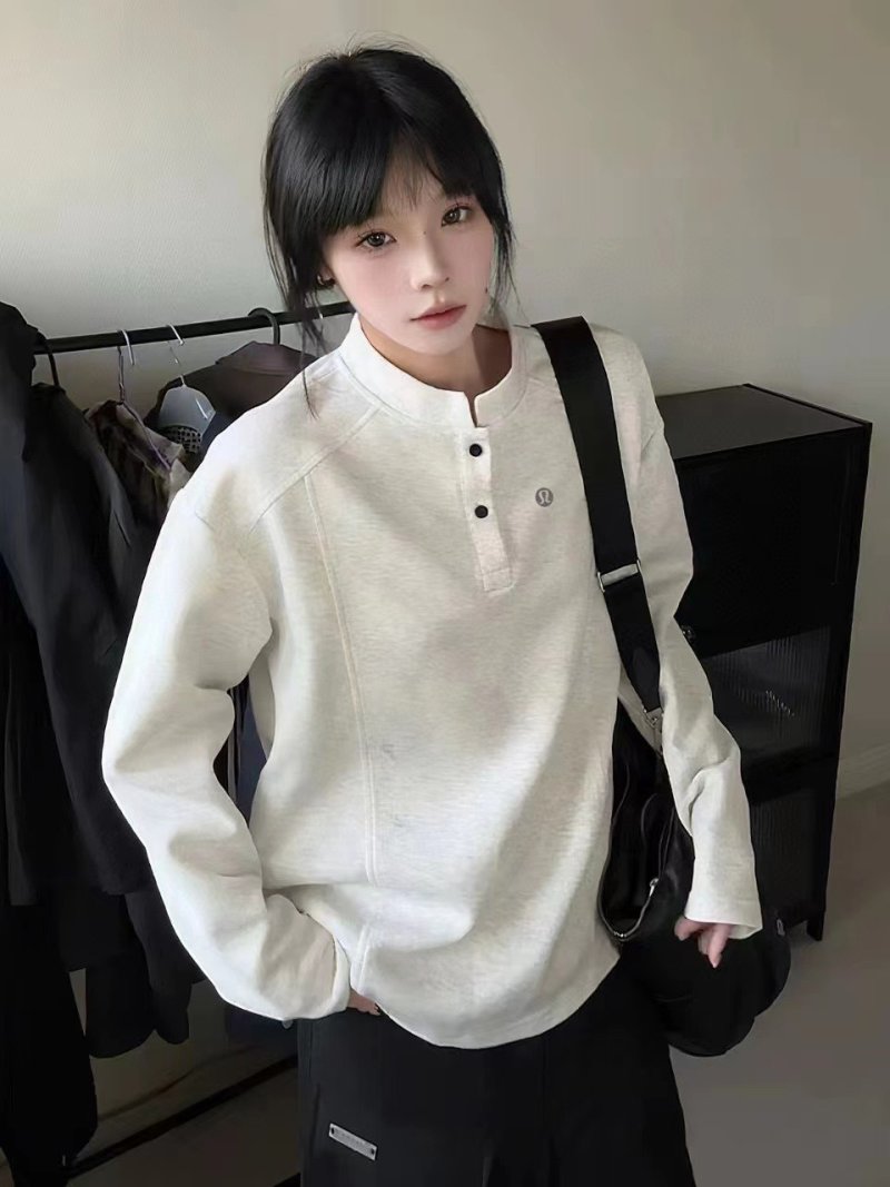 Cream Long Sleeve Henley T-Shirt