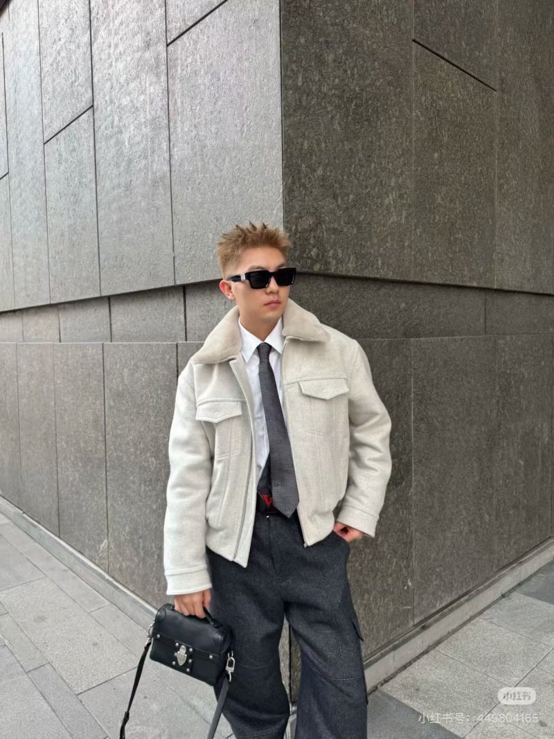 Cream Wool Blend Overshirt Jacket