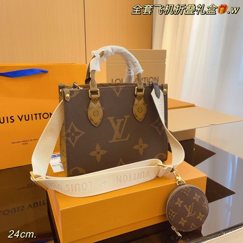 Louis Vuitton OnTheGo Monogram Canvas Tote Bag Brown