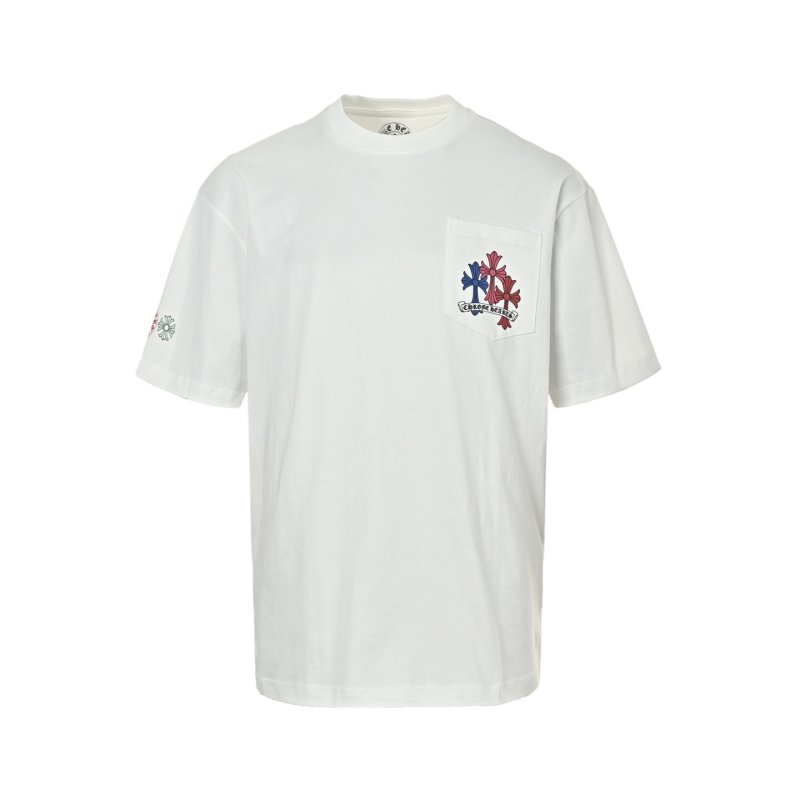 Colorful Floral Cross Print White T-Shirt view