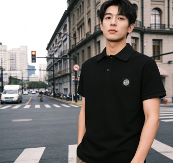 Stone Island Black Short-Sleeve Polo Shirt