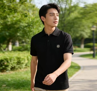Stone Island Black Short-Sleeve Polo Shirt view 3