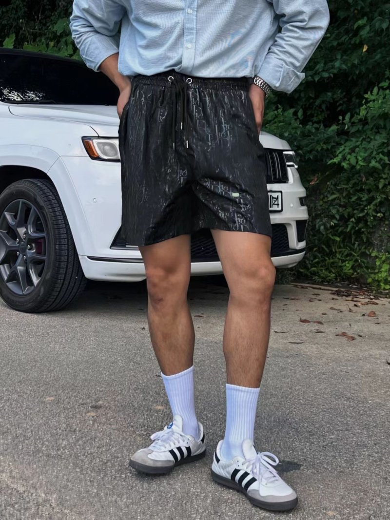 Black Crinkle Nylon Shorts with Drawstring