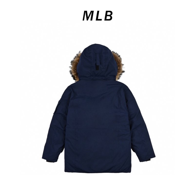 Navy Down Parka Jacket with Fur Hood view