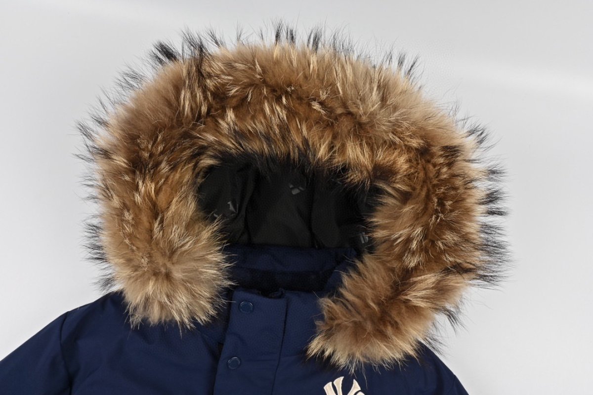 Navy Down Parka Jacket with Fur Hood view