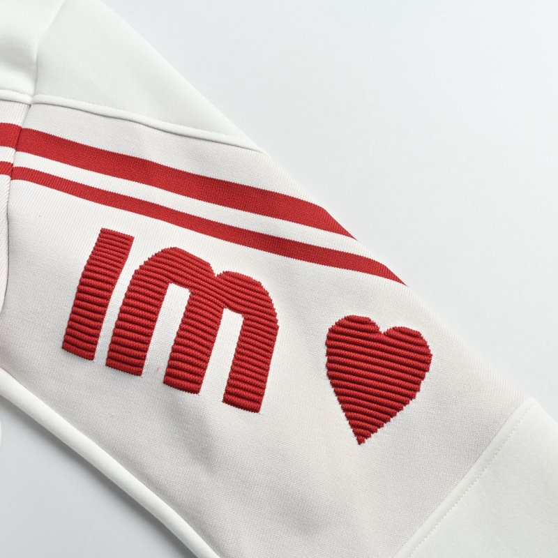 Miu Miu White Oversized Hoodie with Red Logo and Stripe view
