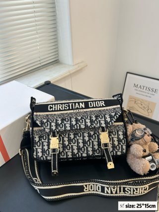 Dior Camp Messenger Bag Black Gold Monogram