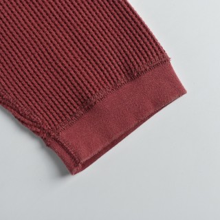 Stussy Waffle Knit Raglan Long Sleeve T-Shirt Cream Burgundy view 8