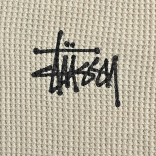 Stussy Waffle Knit Raglan Long Sleeve T-Shirt Cream Burgundy view 9