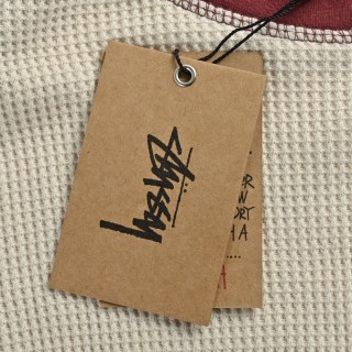 Stussy Waffle Knit Raglan Long Sleeve T-Shirt Cream Burgundy view 10