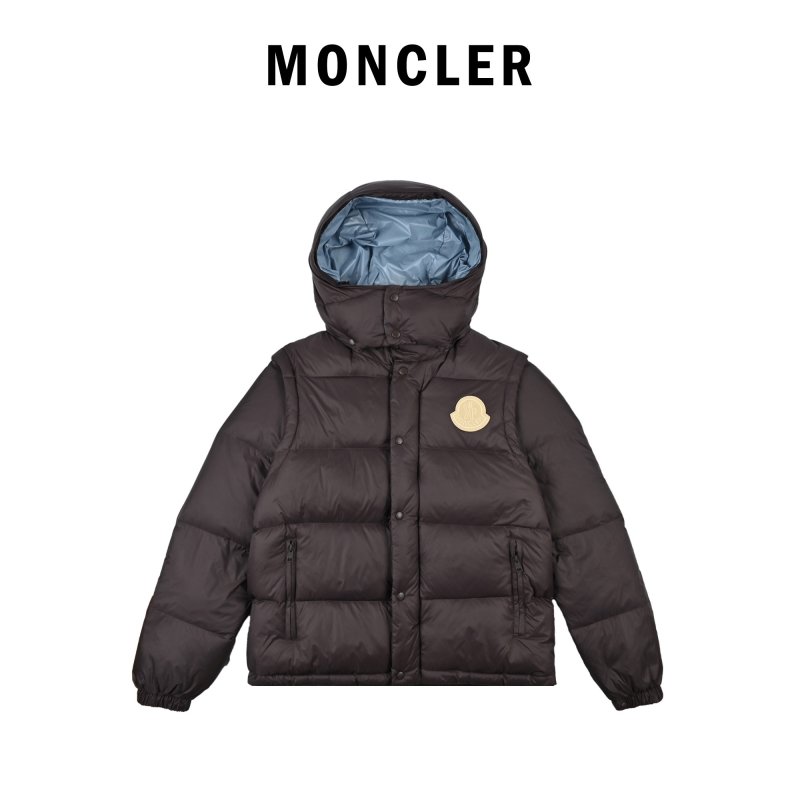 Moncler Black Puffer Down Jacket with Blue Trim view