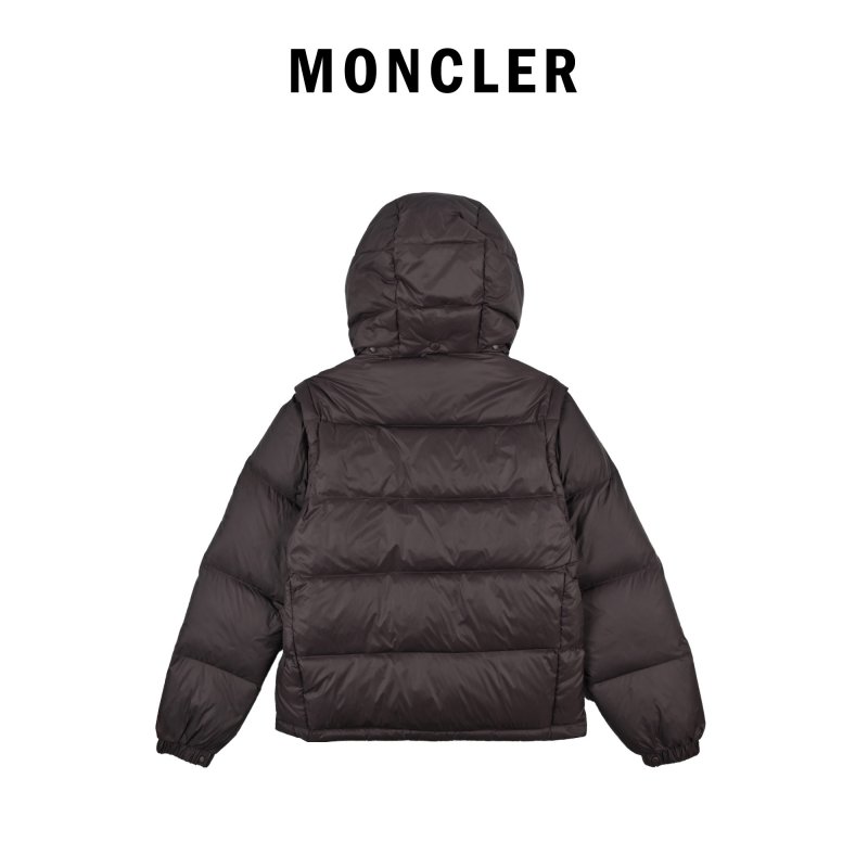 Moncler Black Puffer Down Jacket with Blue Trim view
