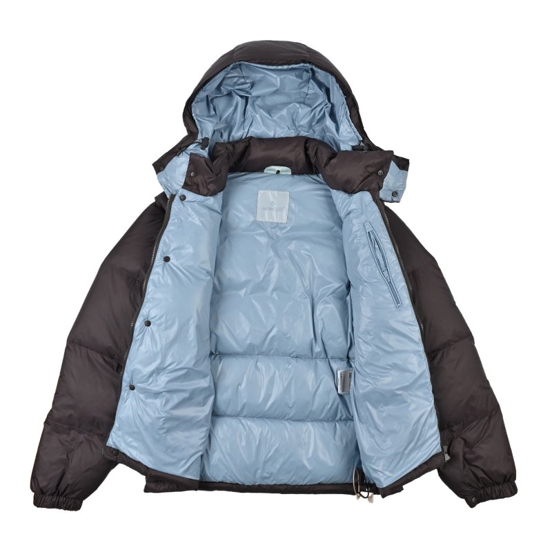 Moncler Black Puffer Down Jacket with Blue Trim view