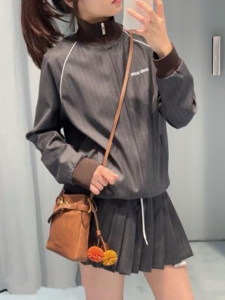 Miu Miu Pinstriped Grey Track Jacket