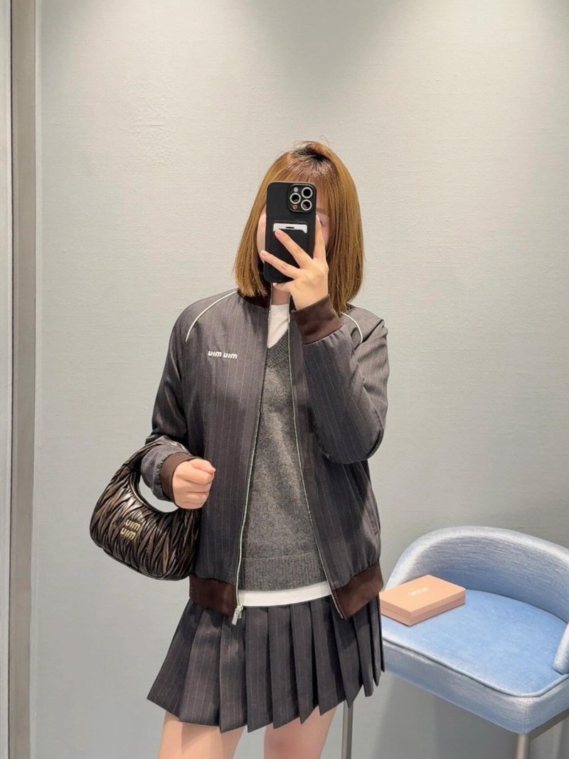 Miu Miu Pinstriped Grey Track Jacket view