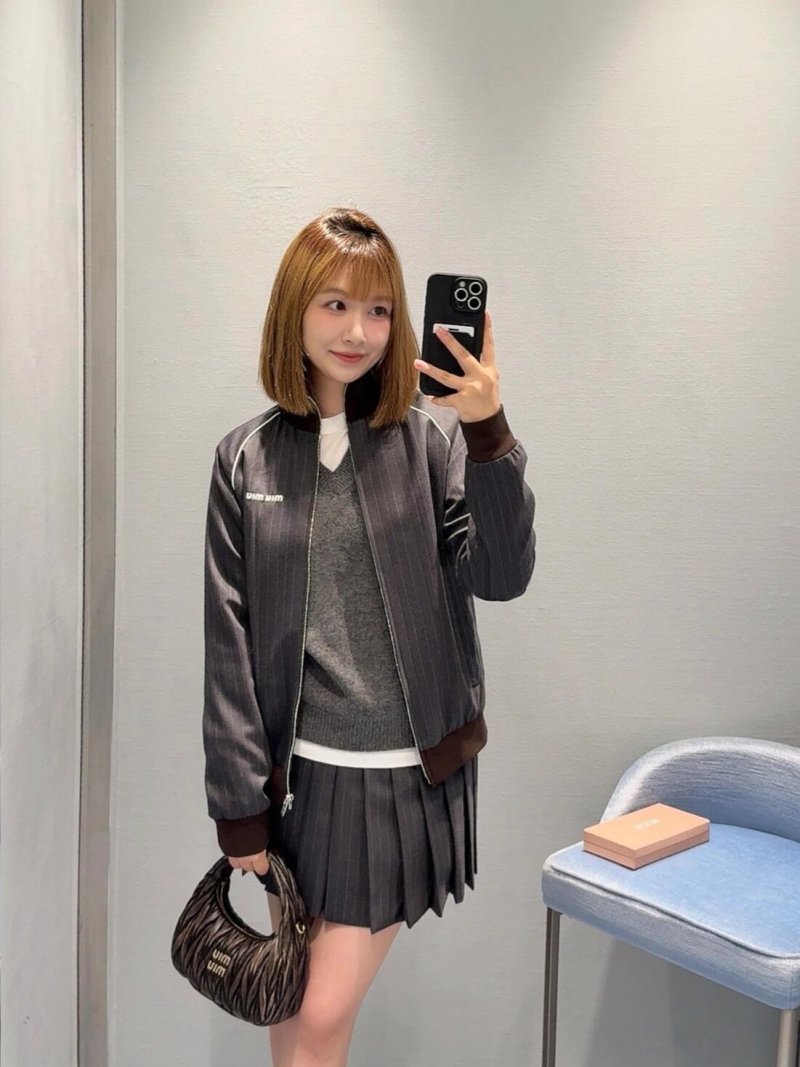 Miu Miu Pinstriped Grey Track Jacket view