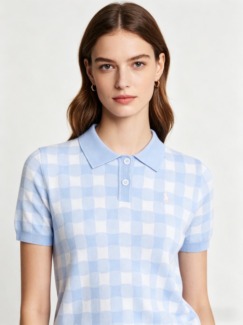 Polo Ralph Lauren Women's Gingham Polo Shirt Light Blue