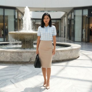 Polo Ralph Lauren Women's Gingham Polo Shirt Light Blue view 3