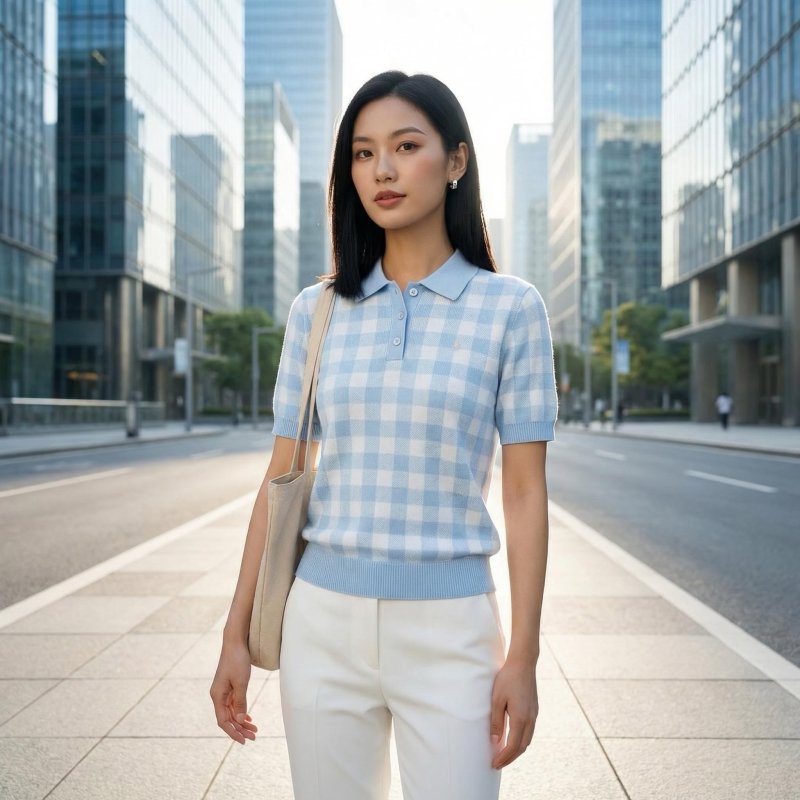 Polo Ralph Lauren Women's Gingham Polo Shirt Light Blue view