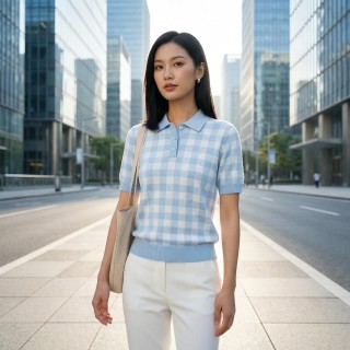 Polo Ralph Lauren Women's Gingham Polo Shirt Light Blue view 4