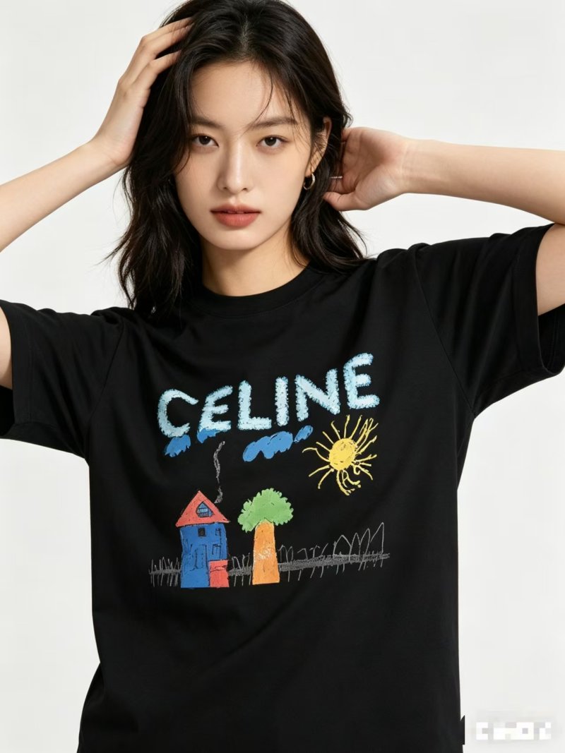 Celine Black Graphic House Print T-Shirt view