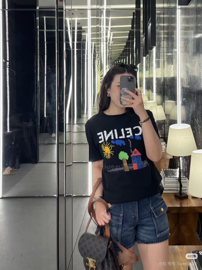 Celine Black Graphic House Print T-Shirt view