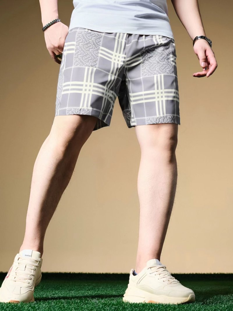 Grey White Plaid Patchwork Shorts view