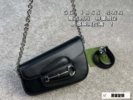 Gucci 1955 Horsebit Black Leather Shoulder Bag