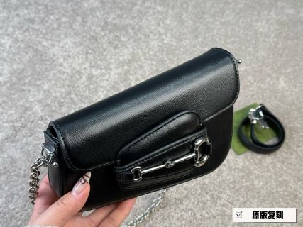 Gucci 1955 Horsebit Black Leather Shoulder Bag view 2