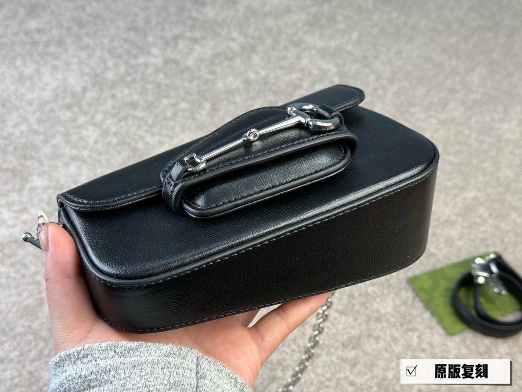 Gucci 1955 Horsebit Black Leather Shoulder Bag view