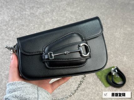 Gucci 1955 Horsebit Black Leather Shoulder Bag view 5