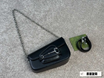 Gucci 1955 Horsebit Black Leather Shoulder Bag view 8