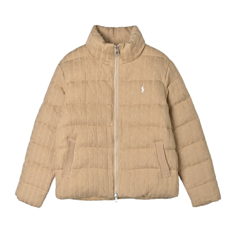 Camel Quilted Cropped Puffer Down Jacket view
