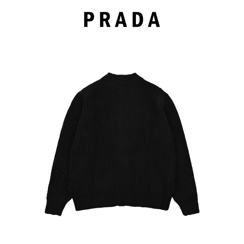 Prada Black Ribbed Knit Cardigan view