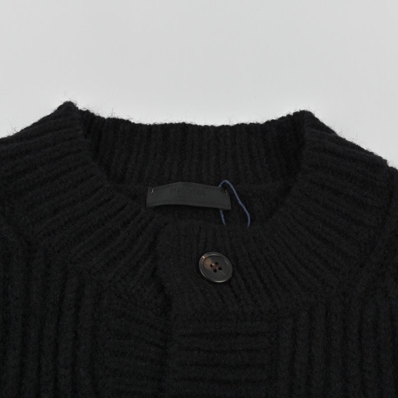Prada Black Ribbed Knit Cardigan view