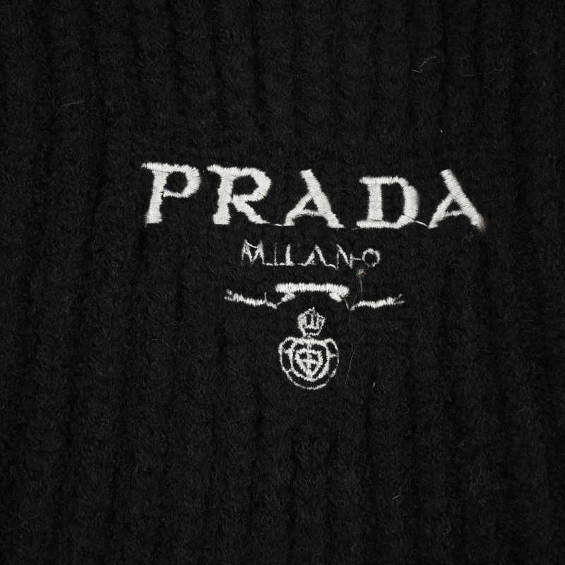 Prada Black Ribbed Knit Cardigan view