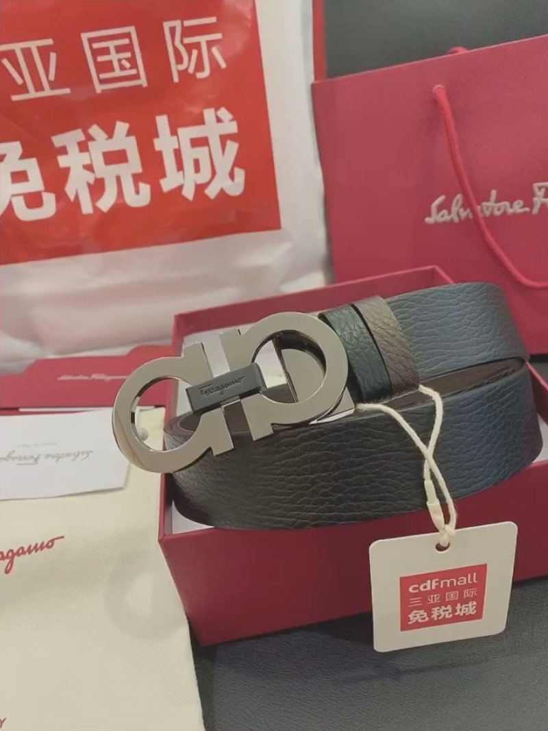 Ferragamo Gancini Black Leather Belt