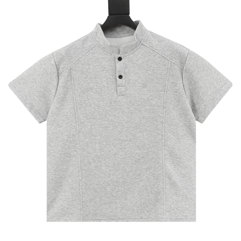 Grey Henley Short Sleeve T-Shirt view
