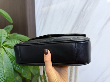 Saint Laurent LouLou Black Quilted Chain Envelope Bag view 5