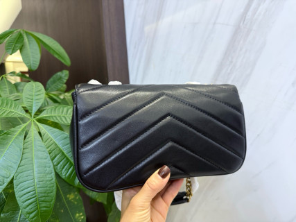 Saint Laurent LouLou Black Quilted Chain Envelope Bag view 6